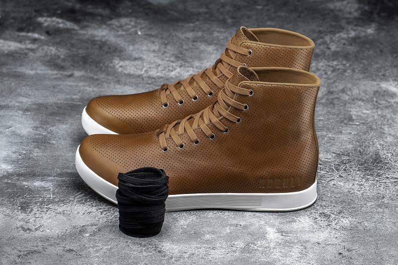 Brown Nobull High-Top Chestnut Leather Men's Trainers | CA H1386A